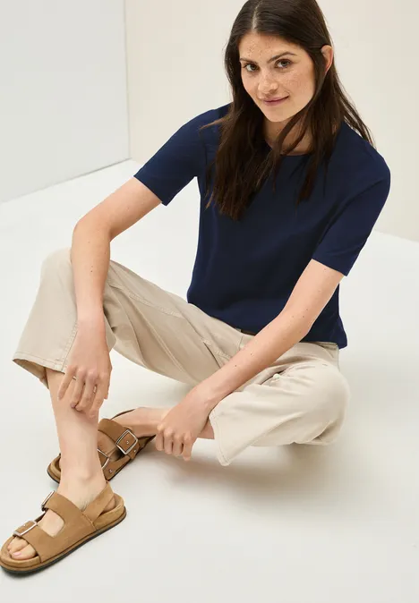 Basic Rundhals T-Shirt urban navy blue