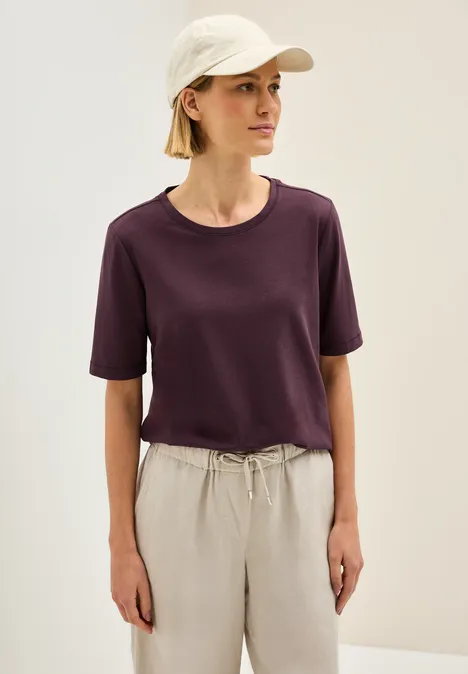 Basic Rundhals T-Shirt mulberry red