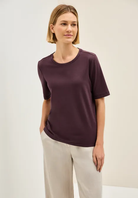 Basic Rundhals T-Shirt mulberry red
