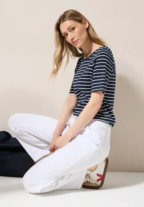 Gestreiftes T-Shirt universal blue