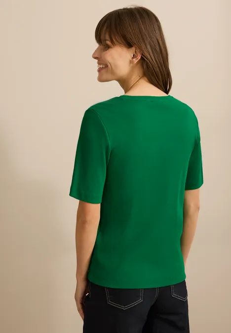 Basic Rippstruktur T-Shirt garden green