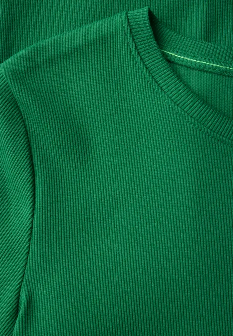 Basic Rippstruktur T-Shirt garden green