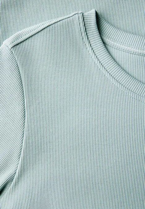 Basic Rippstruktur T-Shirt cool salvia green