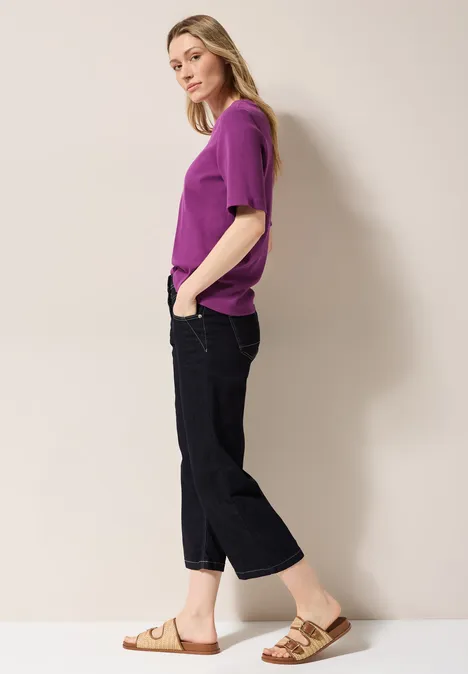 Basic Rippstruktur T-Shirt anemone pink