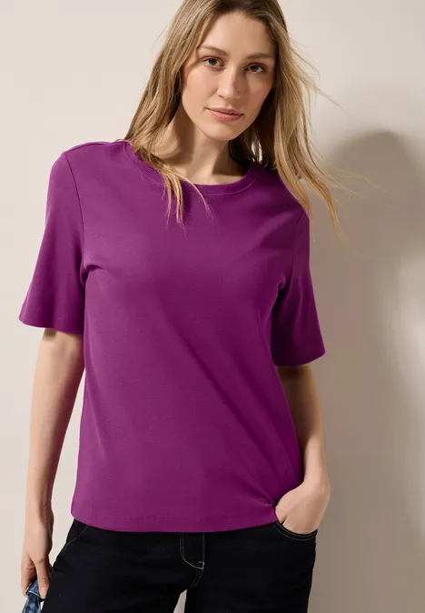 Basic Rippstruktur T-Shirt anemone pink