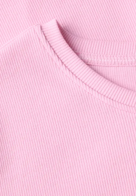 Basic Rippstruktur T-Shirt cherry blossom pink