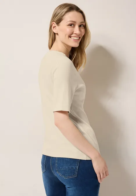 Basic geribd Shirt light beige