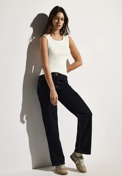 Top basique avec structure côtelée vanilla white