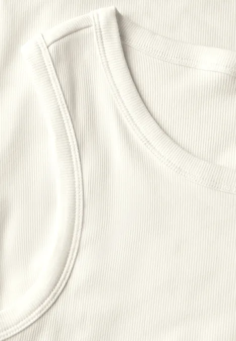 Top basique avec structure côtelée vanilla white
