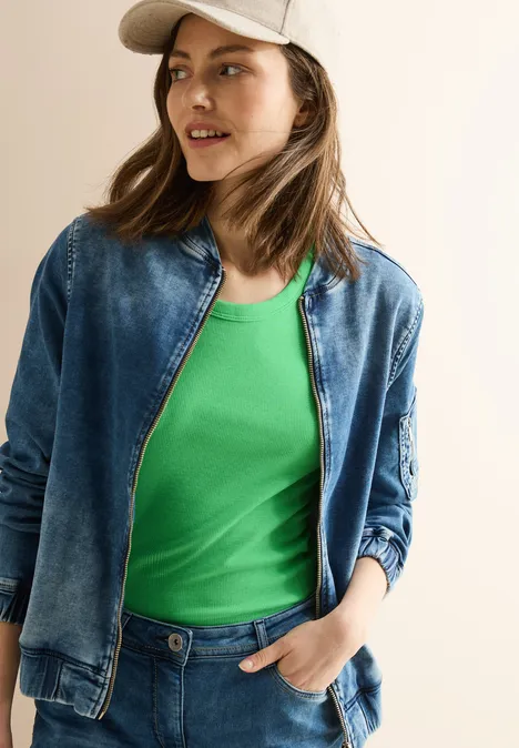 Basic Top mit Rippstruktur iced neon green