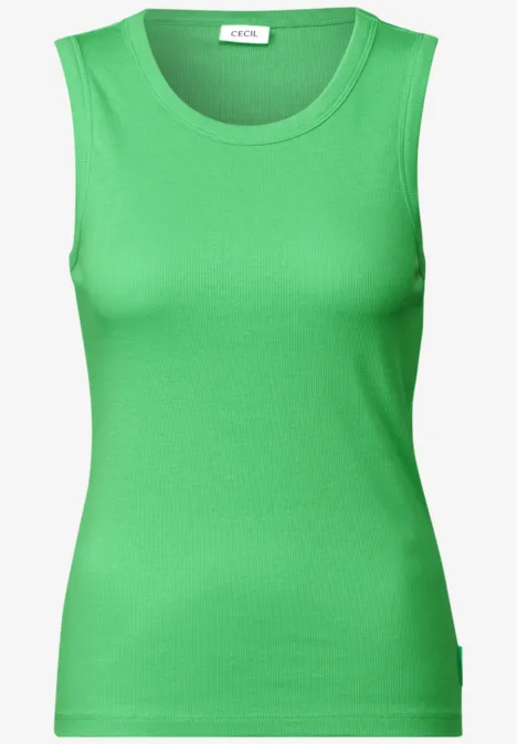 Basic top met geribbelde textuur iced neon green