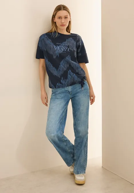 Print-Shirt mit Wording universal blue