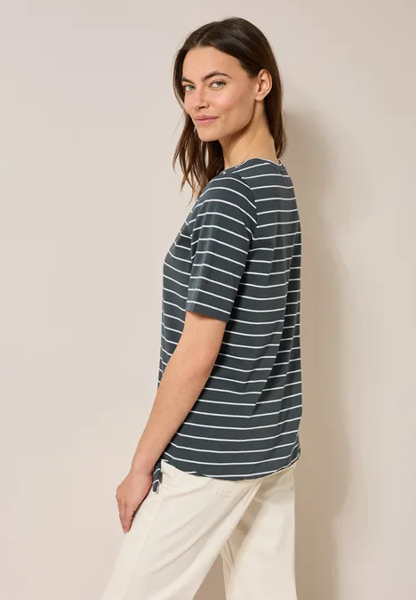 Streifenshirt mit Wording slate khaki