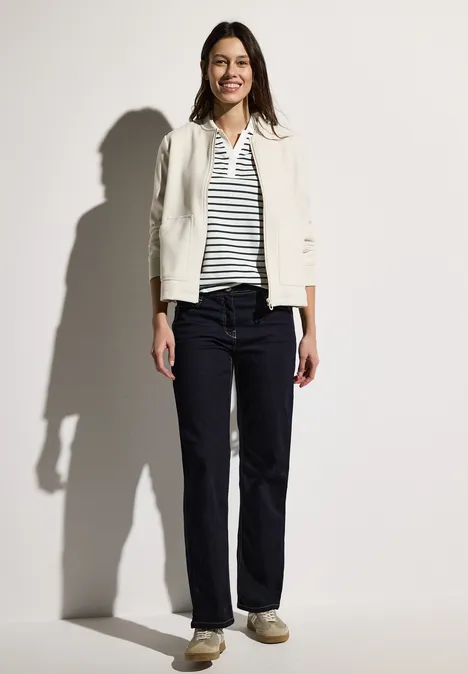 Gestreiftes Piqué Poloshirt vanilla white