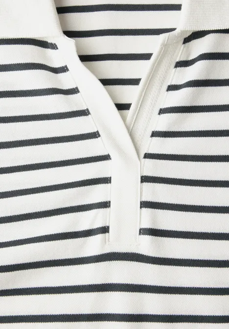 Gestreiftes Piqué Poloshirt vanilla white
