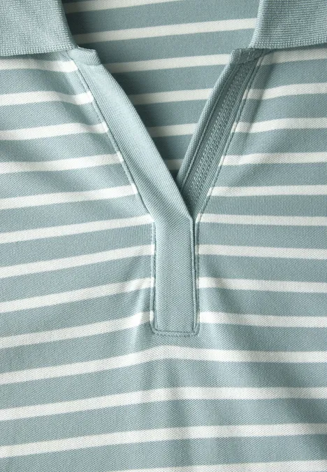 Gestreiftes Piqué Poloshirt cool salvia green