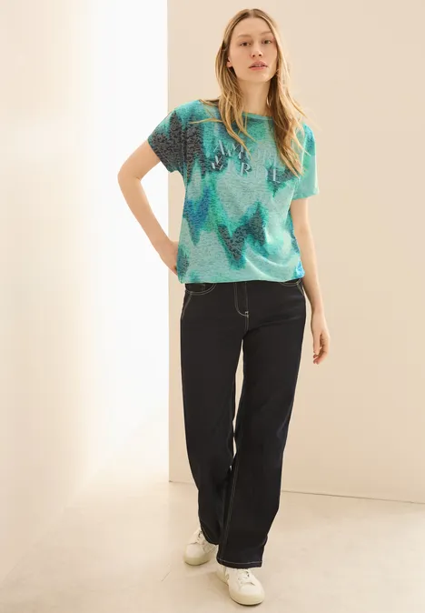 Print-Shirt mit Wording cool salvia green