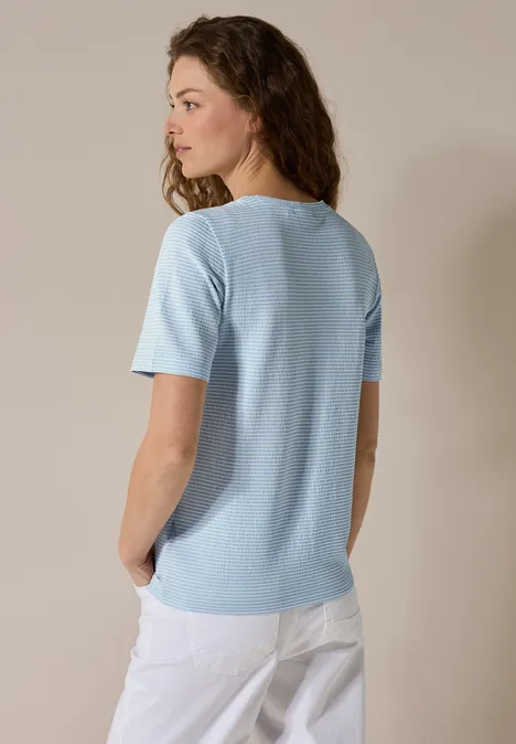 Streifenshirt mit Struktur pastel blue
