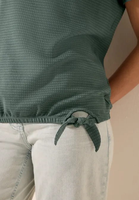 Strukturshirt mit Knoten balmy khaki
