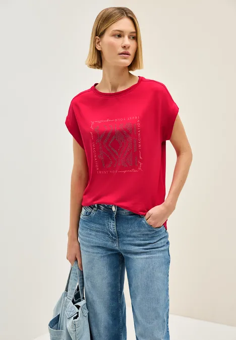 Shirt mit Glitzer-Print glazed apple red