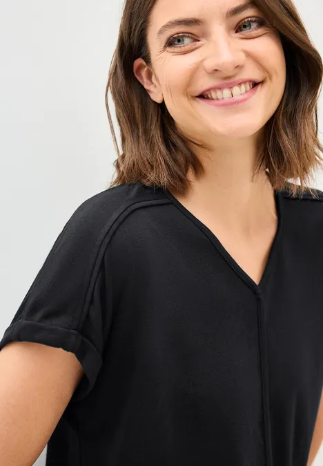 T-Shirt mit Deko-Nähten Black