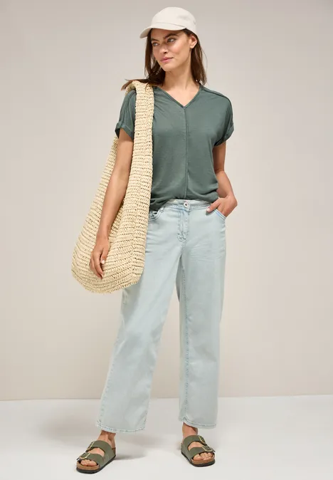 T-Shirt mit Deko-Nähten balmy khaki