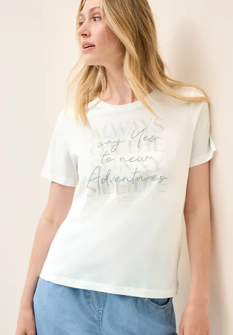 Shirt mit Wording Artwork vanilla white