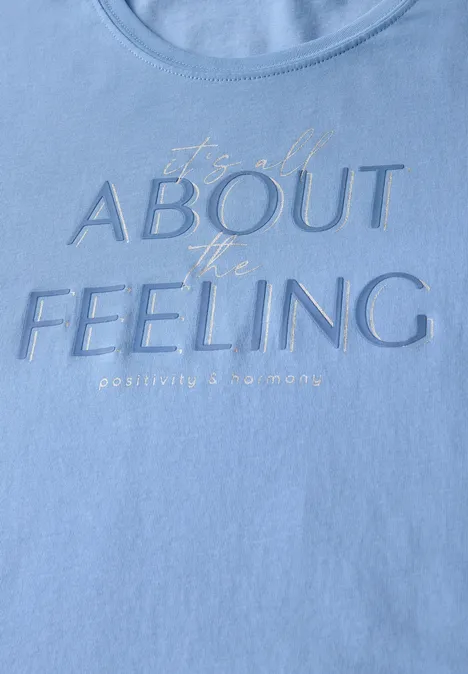 Shirt mit Wording Artwork fresh light blue