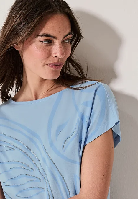 Gemustertes T-Shirt pastel blue