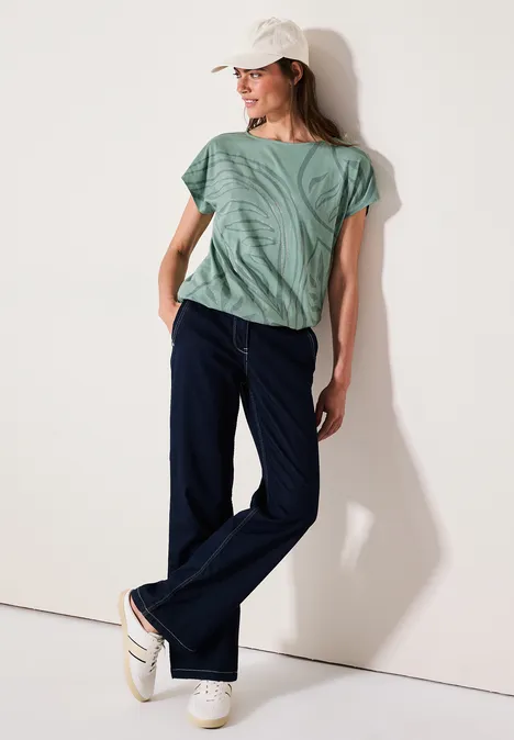 Gemustertes T-Shirt matcha green