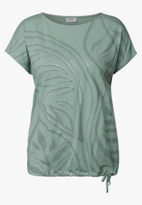 Gemustertes T-Shirt matcha green