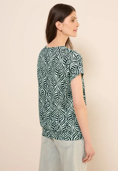 Gemustertes V-Neck T-Shirt slate khaki