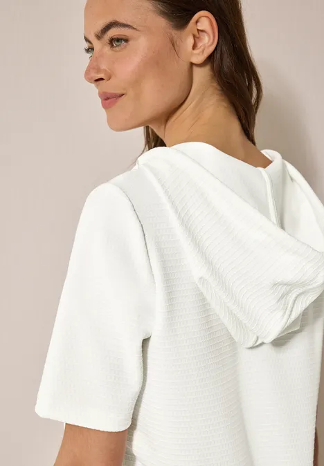 Kapuzenpullover mit Struktur vanilla white