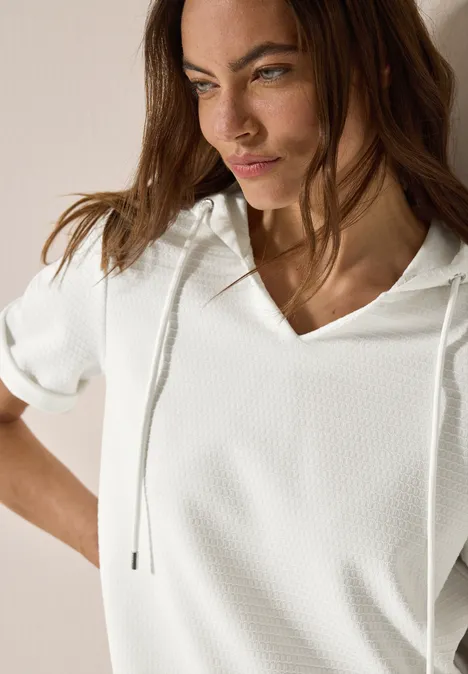 Kapuzenpullover mit Struktur vanilla white