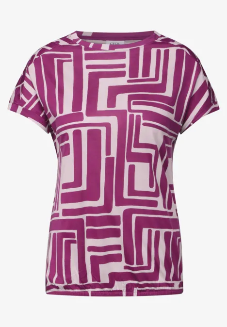 Print-Shirt mit Knopfdetail anemone pink