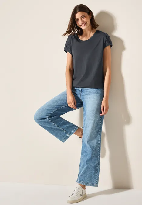 Shirt in Unifarbe volcanic grey