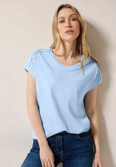 Shirt in Unifarbe pastel blue