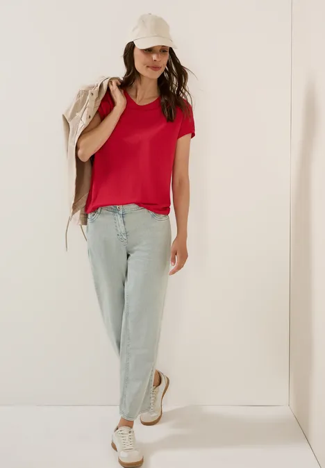 Shirt in Unifarbe glazed apple red
