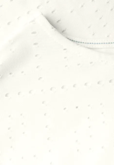 T-Shirt mit Lochmuster vanilla white