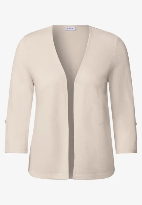 Offene Strukturjacke light beige