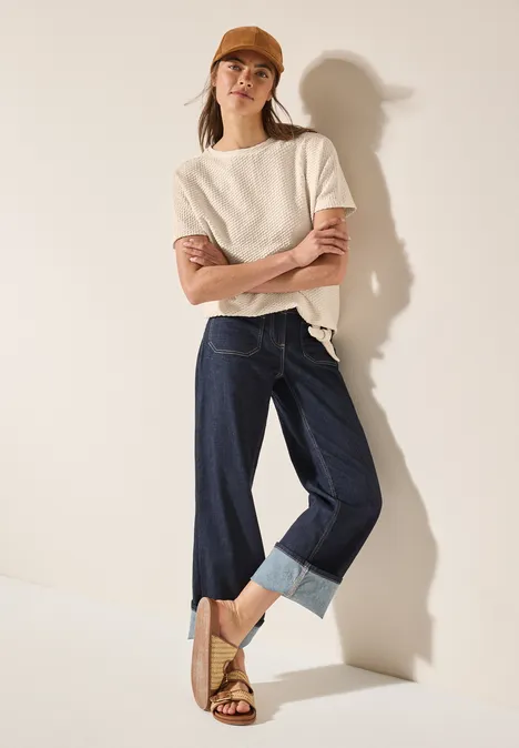 T-Shirt mit Struktur light beige