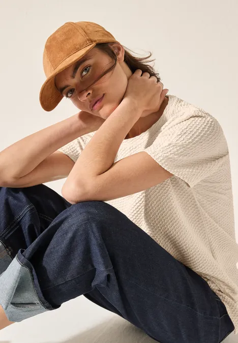 T-Shirt mit Struktur light beige