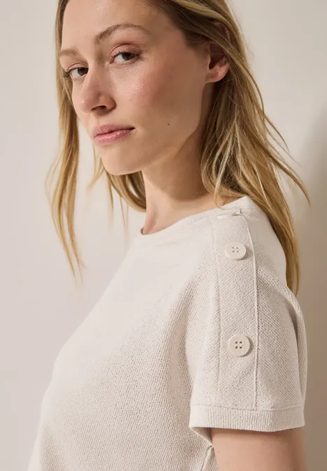 Strukturshirt mit Knöpfen light beige