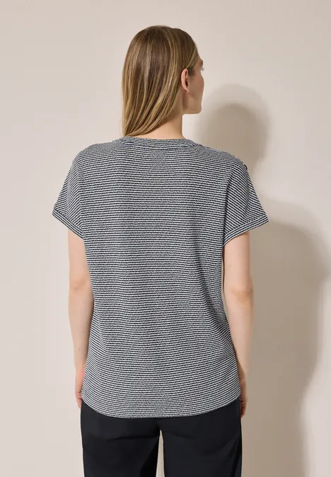 Gestreiftes Strukturshirt universal blue