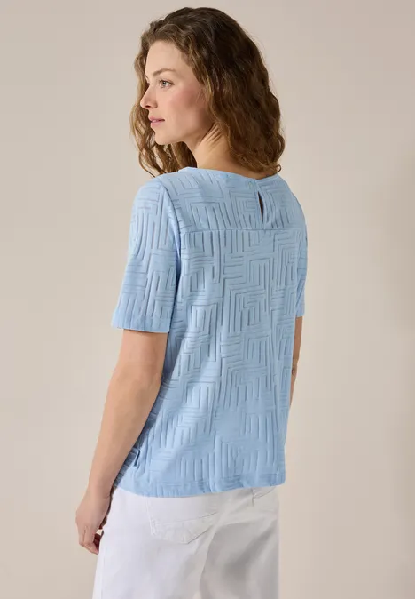 Shirt met burn-out look pastel blue