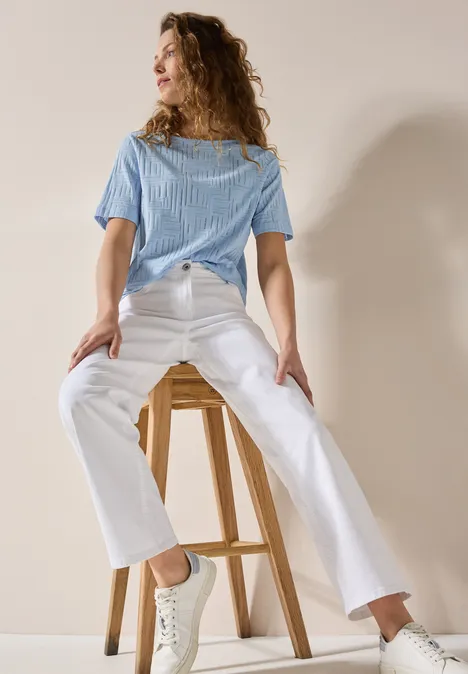Shirt met burn-out look pastel blue