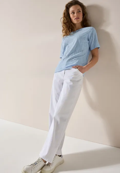 Shirt met burn-out look pastel blue