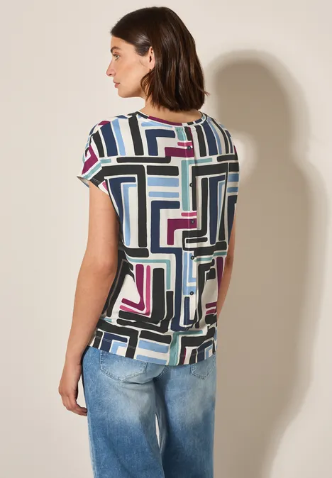 Gemustertes T-Shirt light alabaster white