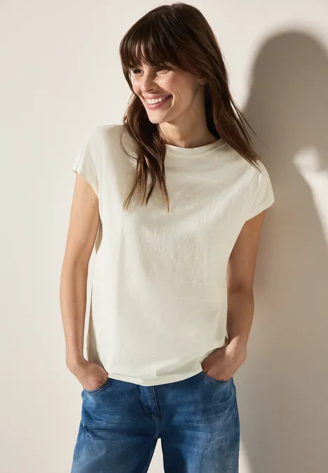 T-Shirt mit Folien-Print vanilla white