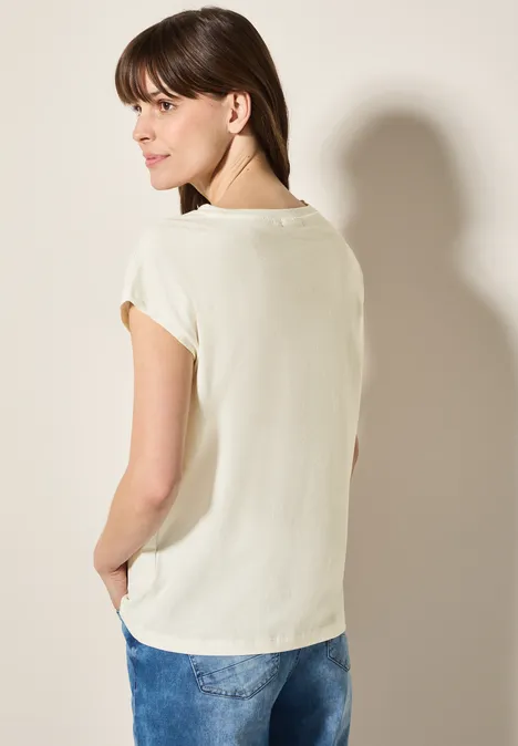 T-Shirt mit Folien-Print vanilla white